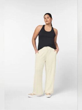Free FWD Women's Soft Cropped Wide Leg pants in Egret